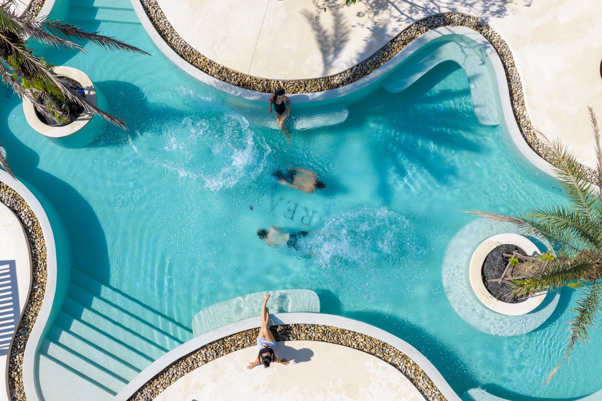 Aerial view of the open-air pool at Breathe wellness spa in Phuket