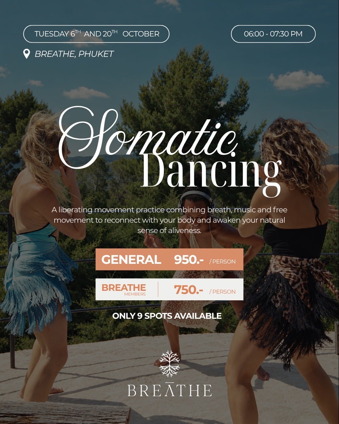 Somatic Dancing with Marie poster for 6 and 20 October at BREATHE Phuket