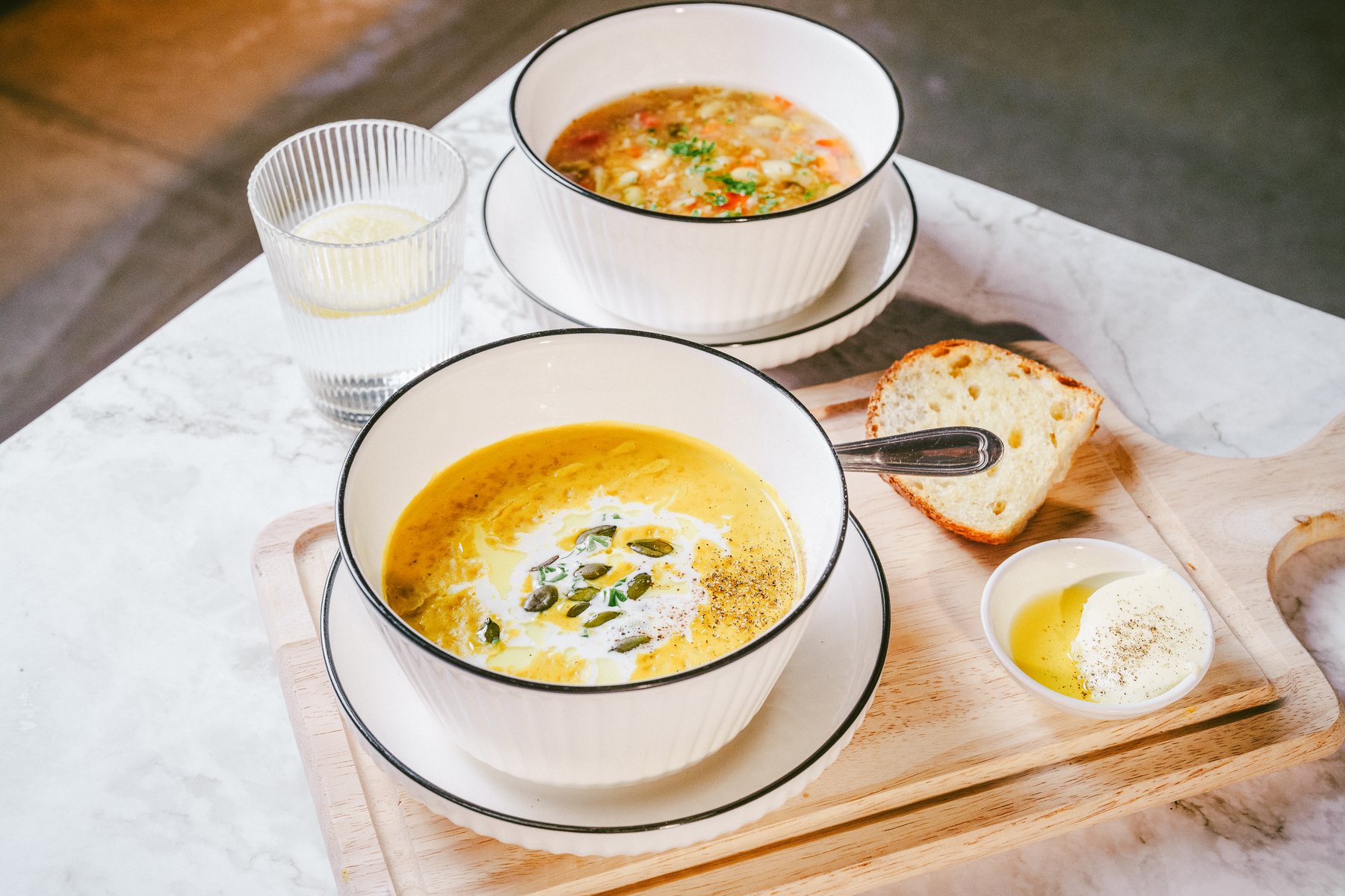 Fresh soup and bread from Slice Wellbeing